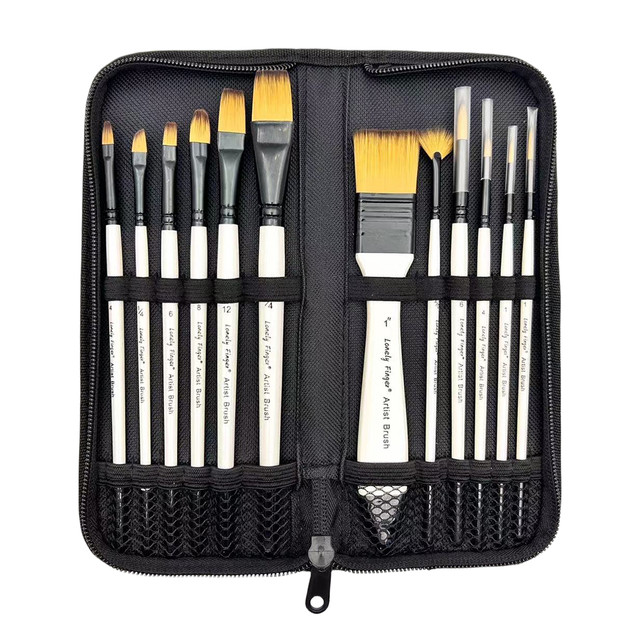 12pcs Art Paint Brush Kit Set Includes Carrying Brush Case for Acrylic Oil  Watercolor Art Scale